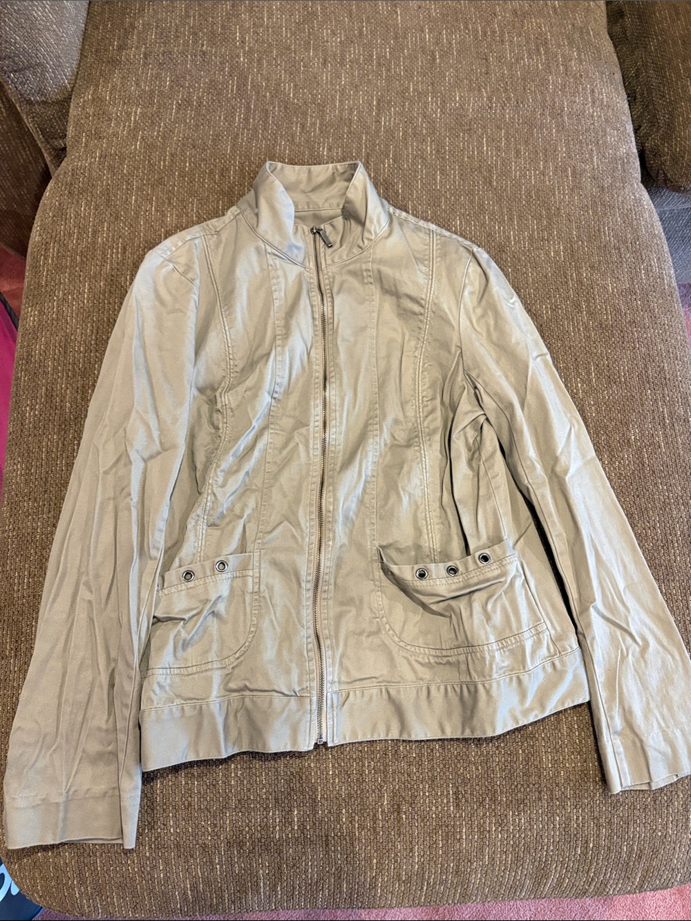 Christopher & Banks Taupe Zip-Up Jacket